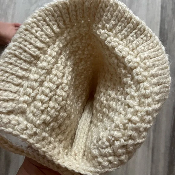 Cream Crochet Baby Bonnet - Picture 3 of 5